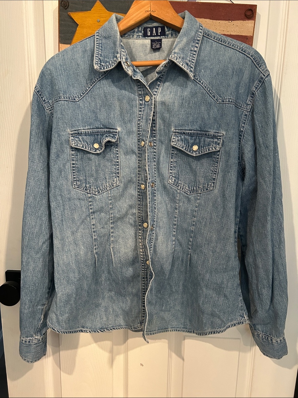 GAP Light Blue Denim Western Shirt Jacket